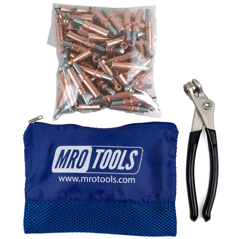 MRO Tools Cleco Fasteners 100 1/8 Cleco Sheet Metal Fasteners + Cleco Pliers w/Carry Bag (K1S100-1/8) - Image 1
